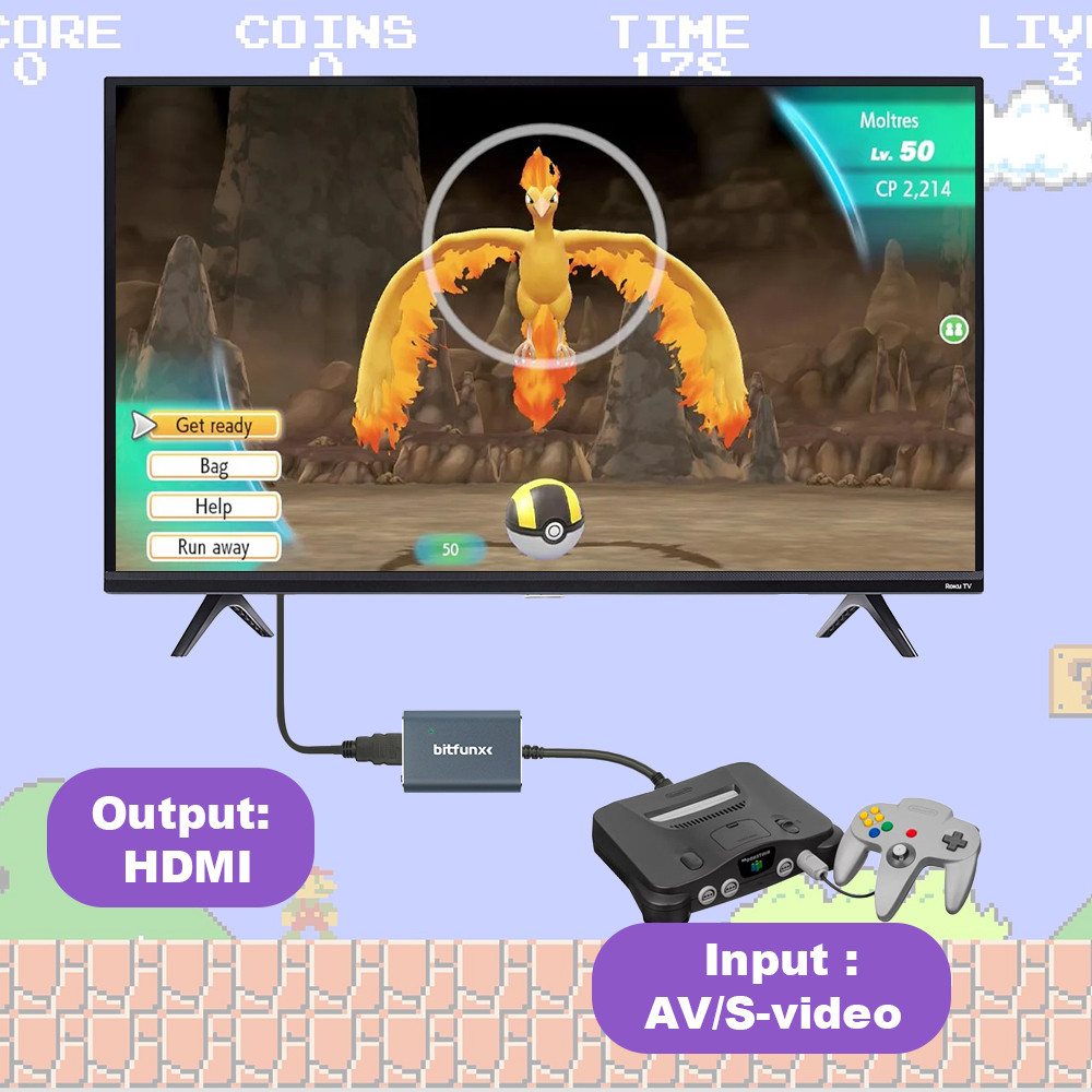 Bitfunx 720P Svideo / AV To HD - Gaming Console For Tv ulasan dan harga