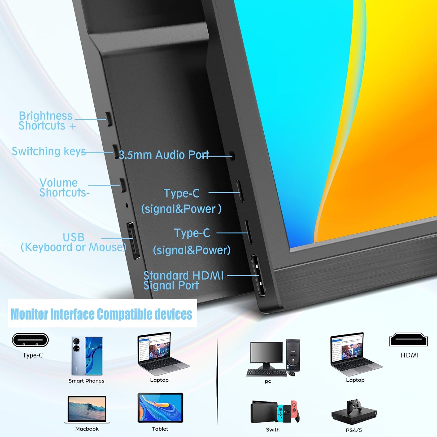 Portable Monitor 13.3Inch LED  - Gaming Console Connect With Phone ulasan dan harga
