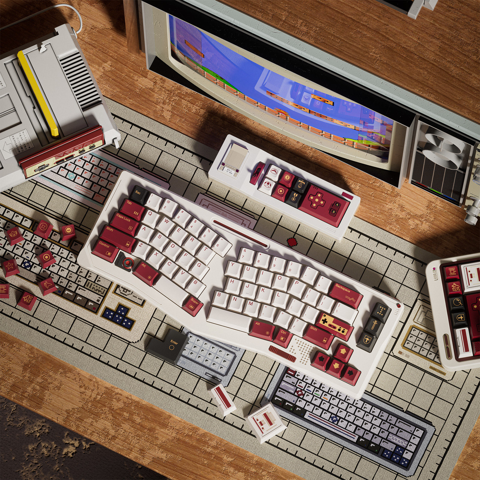 80Retros FC1983 Retro Red And  - Gaming Console Keyboard ulasan dan harga