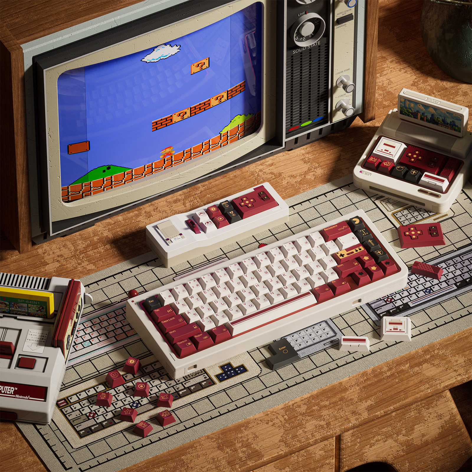 80Retros FC1983 Retro Red And  - Gaming Console Keyboard ulasan dan harga
